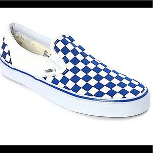 Blue and white checkered vans size 12